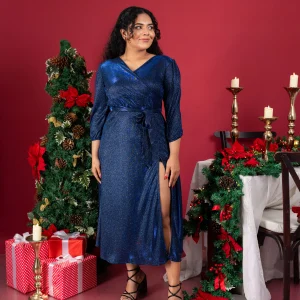 Holiday Glam Wrap Dress