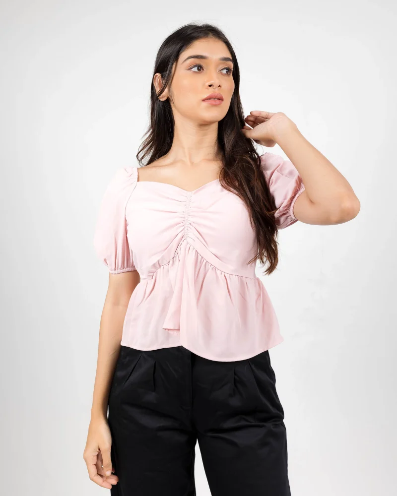 Gathered Elegance Peplum Top - Image 5