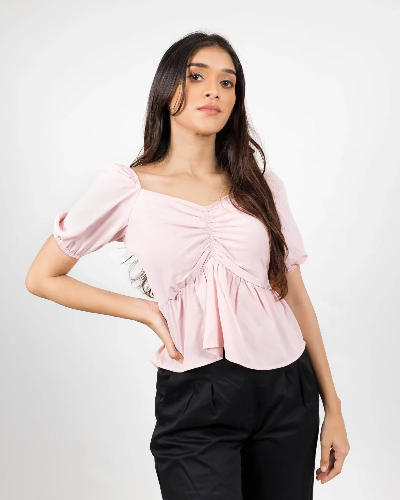 Gathered Elegance Peplum Top - Image 4