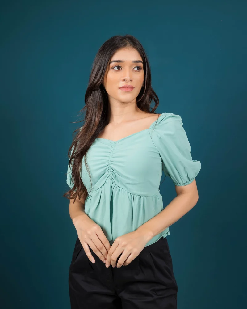 Gathered Elegance Peplum Top - Image 2