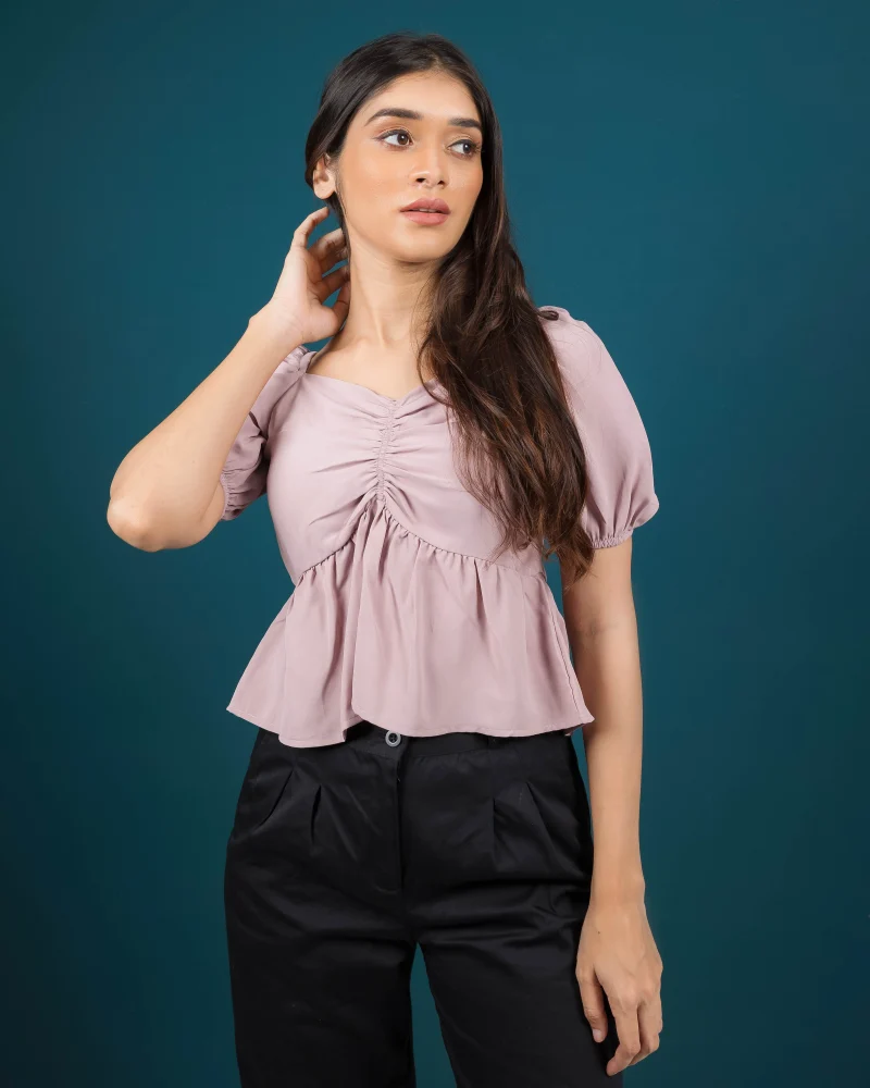 Gathered Elegance Peplum Top - Image 8