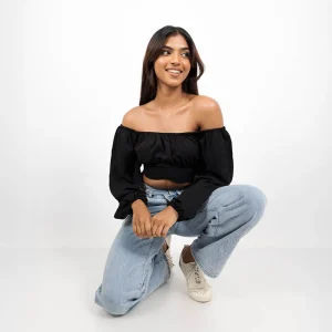 Off-Shoulder Ruched Crop Top