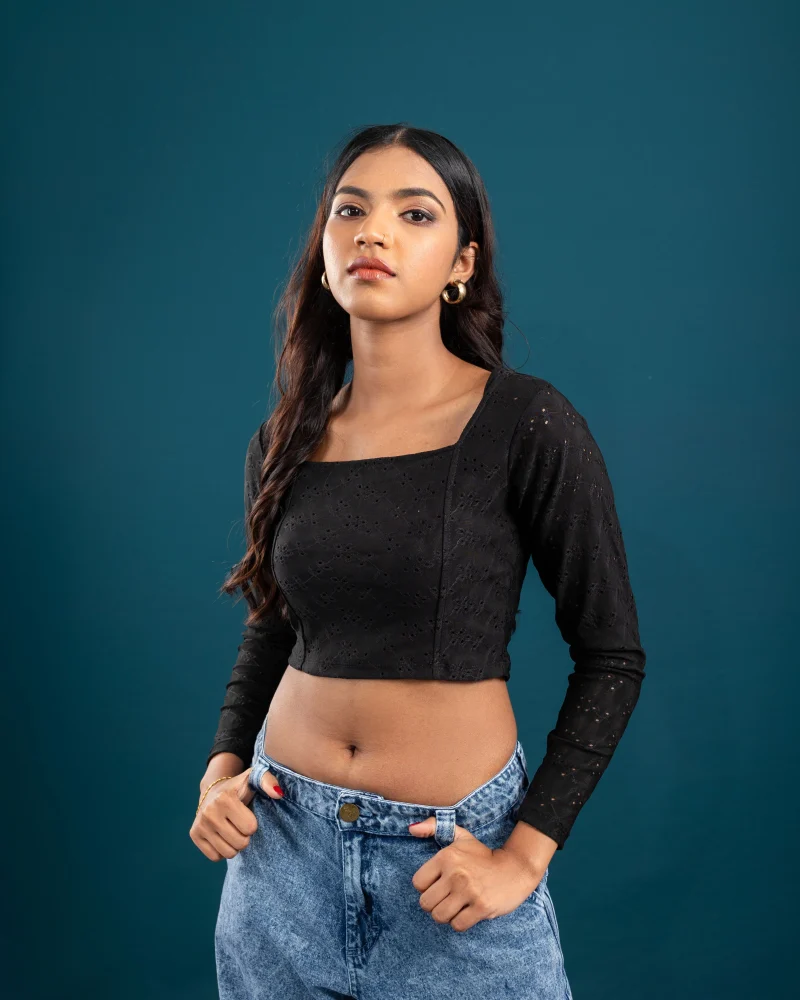 Serene Eyelet Long Sleeve Crop Top - Image 6