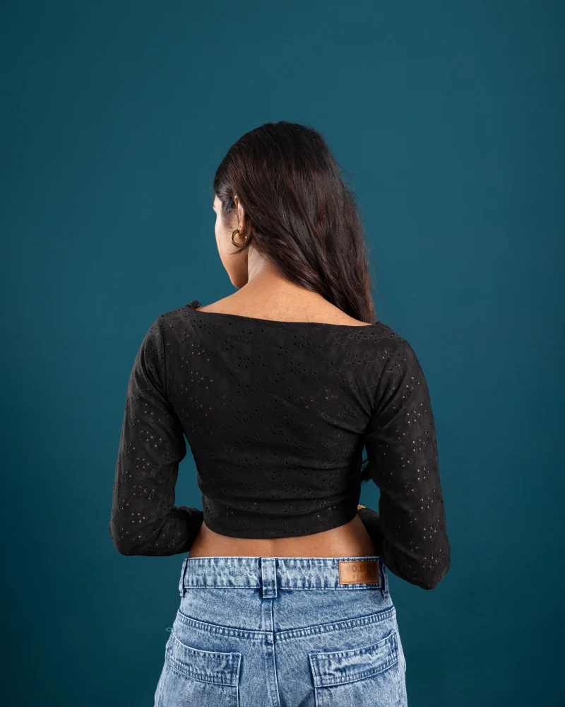 Serene Eyelet Long Sleeve Crop Top - Image 7