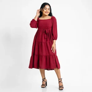 Elegance Tie-Belt Midi Dress