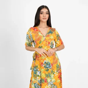 Tropical Wrap Maxi Dress