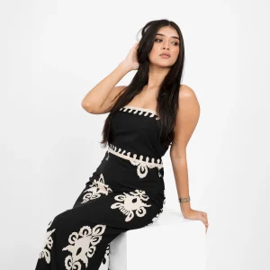 Patterned Bandeau Maxi Dress