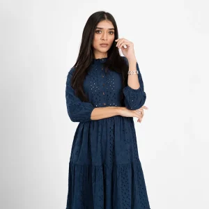 Graceful Eyelet Tiered Midi Dress