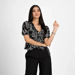 Floral Charm Wrap Blouse