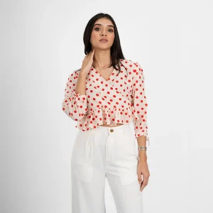 Playful Charm Wrap Blouse