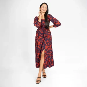 Floral Grace Slit Maxi Dress